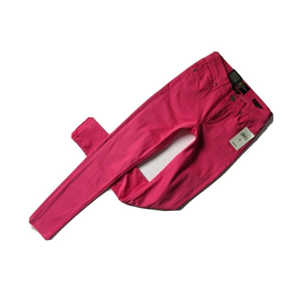 NWT Lucky Brand Brooke Legging Jean in Claret Red Pink Raw Hem Jeans 00 / 24